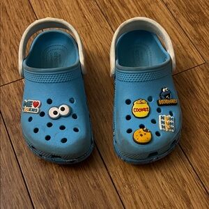 Limited Edition: Used CROCS Kids Blue Sandals with Cookie Monster Charms (C10)